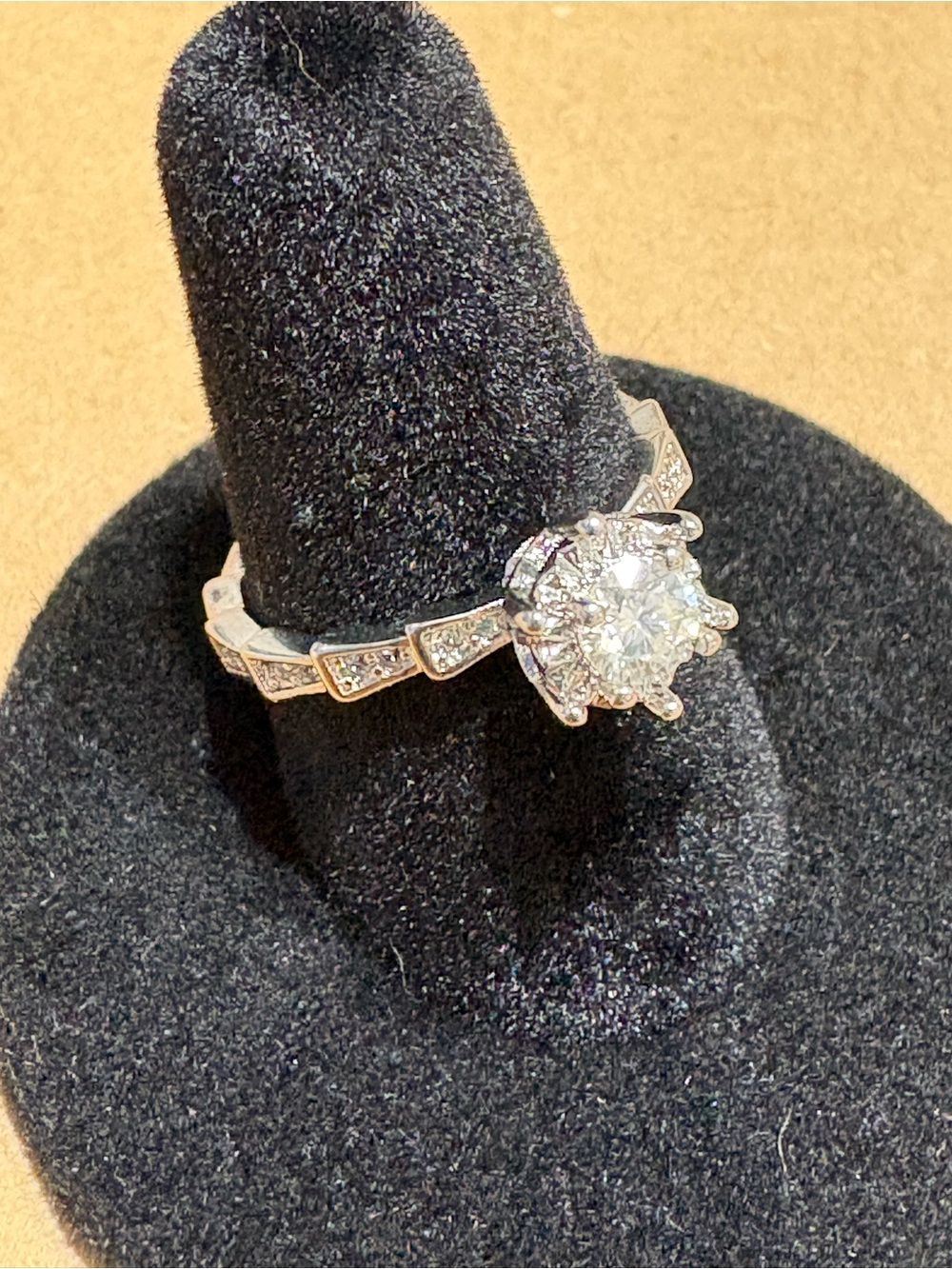 Round Halo Moissanite Ring in Silver - Picture 2 of 5